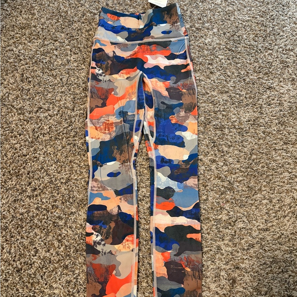 Fabletics Blue and Orange Camouflage Leggings